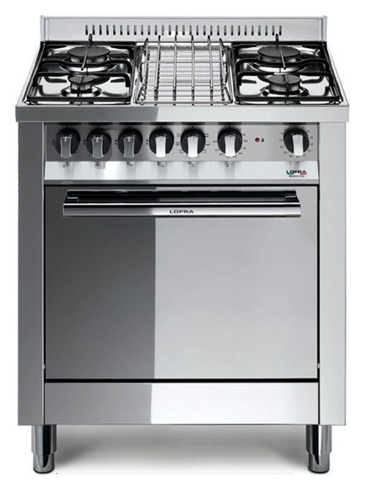 Lofra M75GV Maxima Cucina da accosto cm. 70 x 50 - inox 4 fuochi + 1 forno a gas