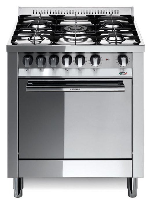 Lofra M76GV/C Maxima Cucina da accosto cm. 70 x 60 - inox 5 fuochi + 1 forno a gas