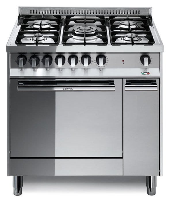 Lofra MT86GV/C Maxima Cucina da accosto cm. 80 x 60 - inox 5 fuochi + 1 forno a gas