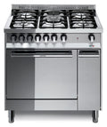 Lofra MT86MF/C Maxima Cucina da accosto 80x60 cm in acciaio inox lucidato: 5 fuochi gas Sabaf III Serie con tripla corona, forno elettrico multifunzione 66L a 9 programmi, carrello estraibile laterale, griglie ghisa