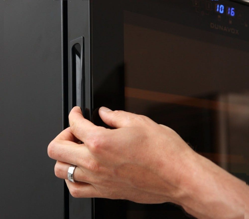 Dunavox FH-30.80 Home-30 Cantina vino, libera installazione, doppia temperatura, 48 cm, 30 bottiglie, vetro nero