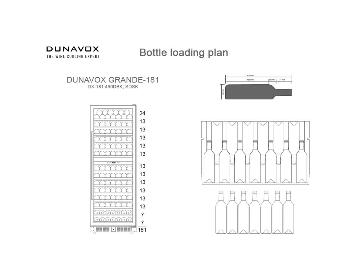 Dunavox -181.490DBK Grande-181 Cantina vino cm. 65 - 181 bottiglie - vetro nero