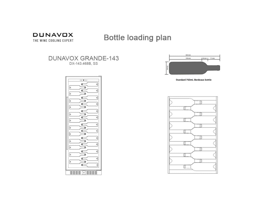 Dunavox -143.468B Grande-143 Cantina vino cm. 65 - 143 bottiglie - vetro nero