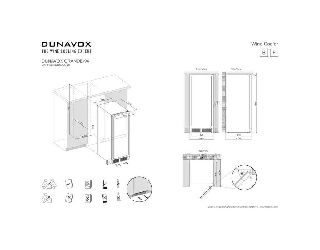 Dunavox -94.270DBK Grande-94 Cantina vino cm. 59 - 94 bottiglie - vetro nero