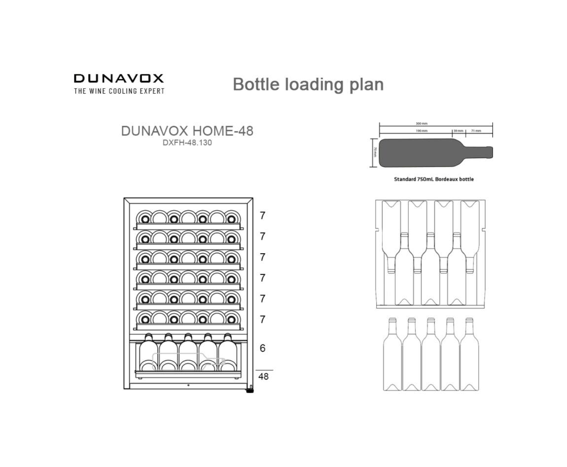 Dunavox FH-48.130 Home-48 Cantina vino cm. 55 - 48 bottiglie - vetro nero