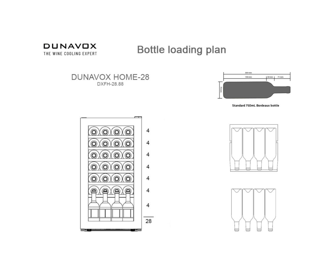 Dunavox FH-28.88 Home-28 Cantina vino cm. 43 - 28 bottiglie - vetro nero