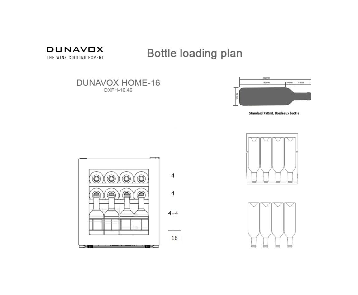 Dunavox FH-16.46 Home-16 Cantina vino cm. 43 - 16 bottiglie - vetro nero