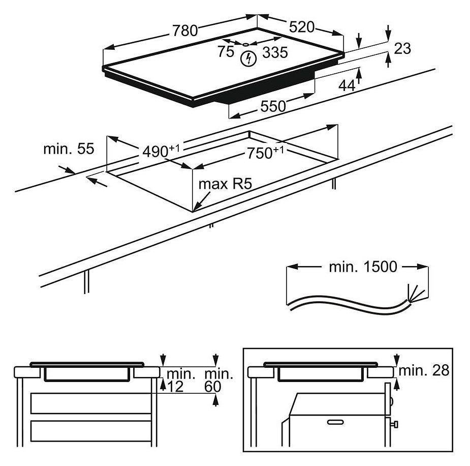 AEG IAE84853FB SenseFry Piano cottura induzione cm. 80 - vetroceramica grigio scuro