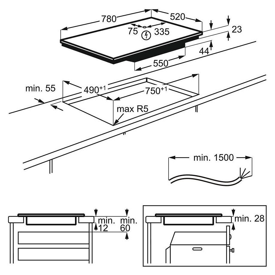 AEG IKE84443FB Piano cottura a induzione cm. 78 - vetroceramica nero