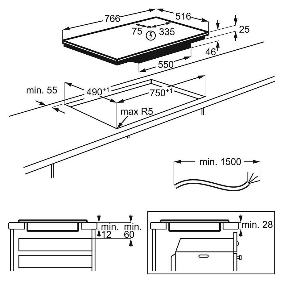 AEG IKB84433XB Piano cottura induzione cm. 80 - vetroceramica nero