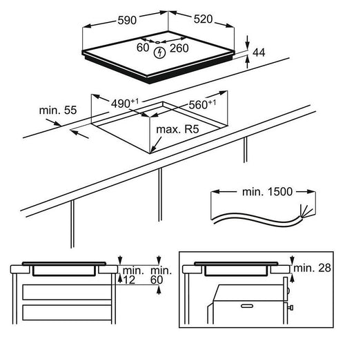 AEG IAE64843FB SenseFry Piano cottura induzione cm. 60 - vetroceramica grigio scuro