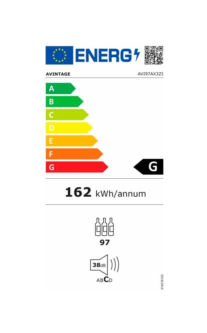 Avintage AVI97X3ZI Cantina vino cm. 60 h 179 - bottiglie 97 - inox incasso colonna