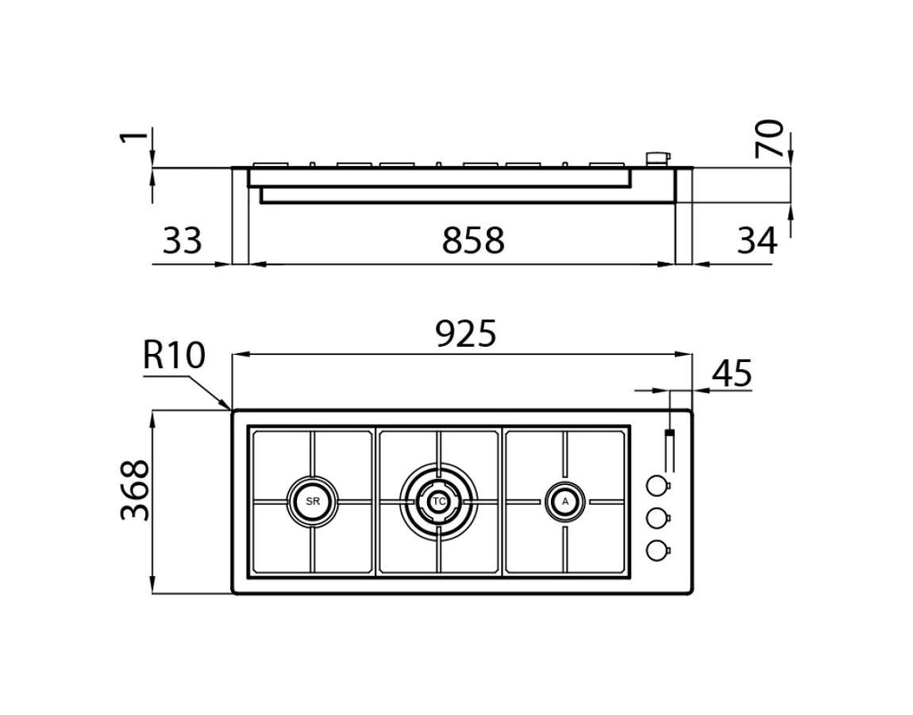 Foster 7286 032 S4000 Line Piano cottura gas cm 92 - filotop - inox spazzolato