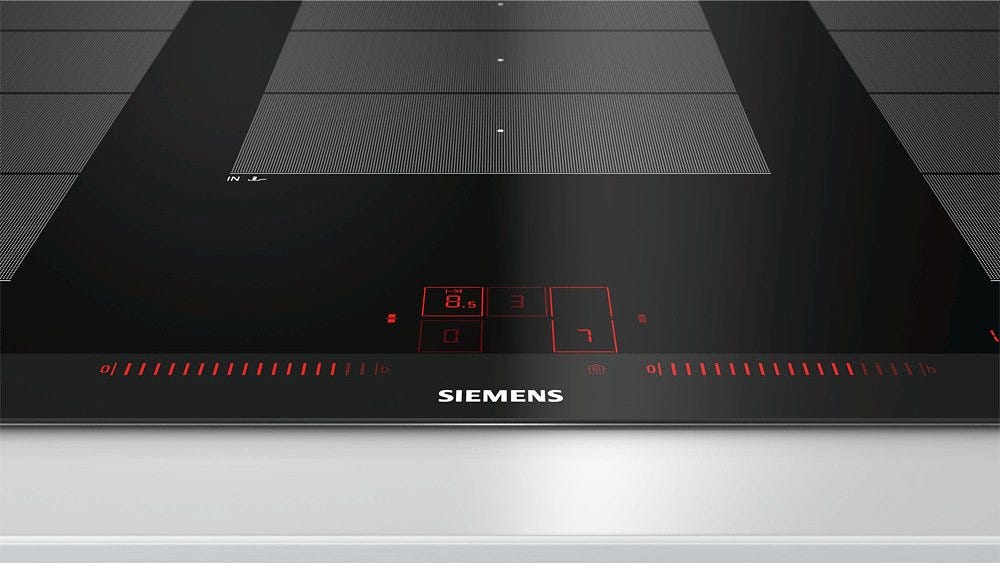 Siemens EX975LXC1E Iq700 Piano cottura a induzione 90 cm, 5 zone cottura, 3 flexInduction, Dual lightSlider, fryingSensor Plus, powerBoost, powerMove Plus, vetroceramica nera, profili acciaio inox