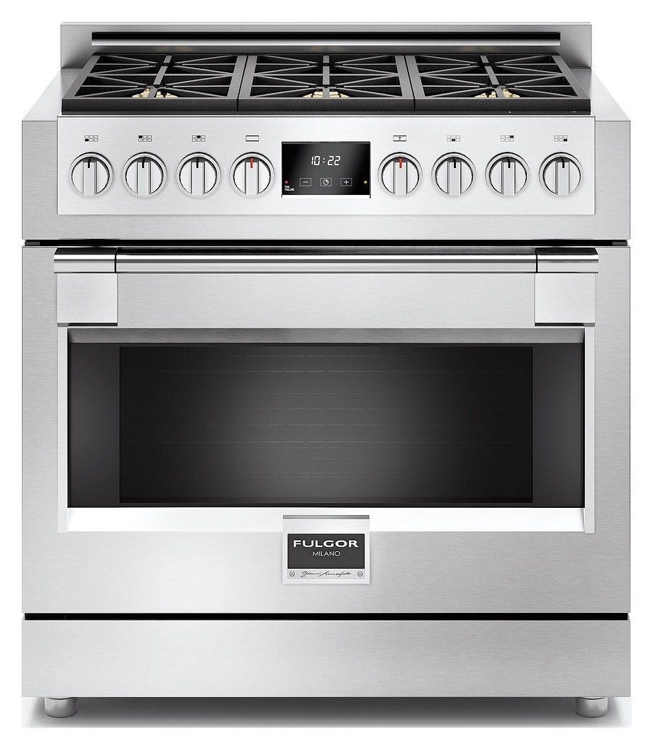 Fulgor FSRC 3606 GG ED 2F X Professional Cucina da accosto 6 bruciatori gas Crescendo Dual, forno gas 161 litri, doppia ventilazione, classe A