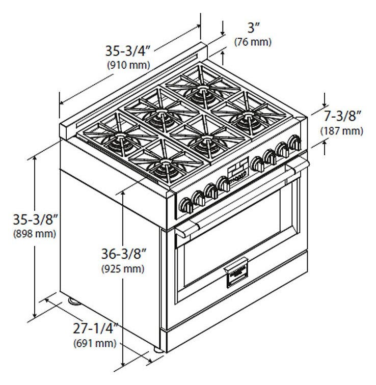 Fulgor FSRC 3606 GG ED 2F X Professional Cucina da accosto 6 bruciatori gas Crescendo Dual, forno gas 161 litri, doppia ventilazione, classe A