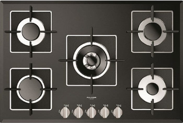 Fulgor FCH 775 G WK BK Piano cottura a gas cm 77 - vetro nero