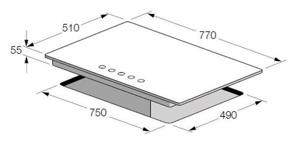 Fulgor FCH 775 G WK BK Piano cottura a gas cm 77 - vetro nero