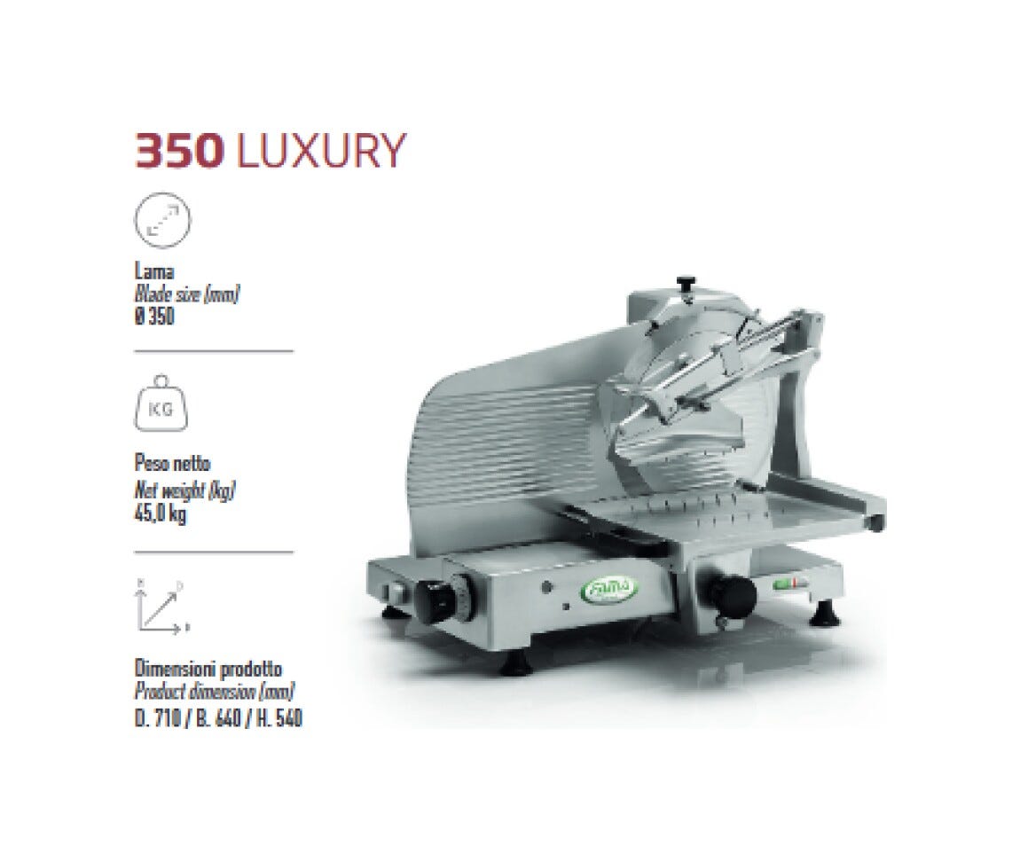 Fama FA350 Luxury Affettatrice Verticale 350, Trifase, Lama Ø350 mm, trasmissione a cinghia in poliestere