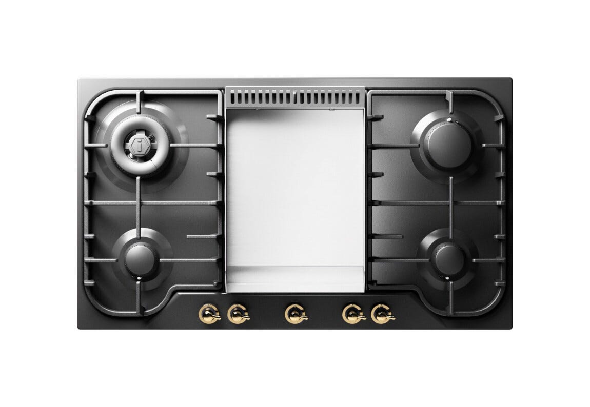 ILVE HCB90FCN Nostalgie Piano cottura incasso cm 90 - inox o colorato - con piastra fry top - bruciatore Dual opzionale