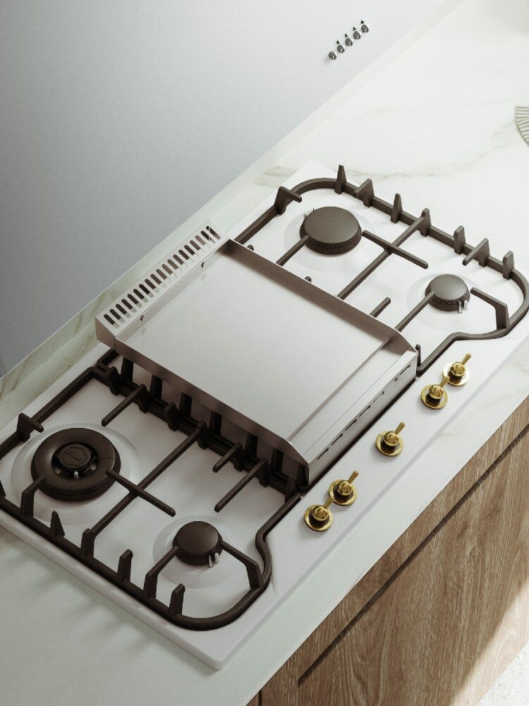 ILVE HCB90FCN Nostalgie Piano cottura incasso cm 90 - inox o colorato - con piastra fry top - bruciatore Dual opzionale