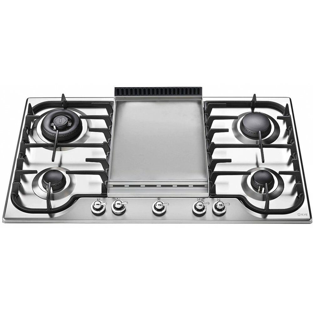 ILVE HCB90FCN Nostalgie Piano cottura incasso cm 90 - inox o colorato - con piastra fry top - bruciatore Dual opzionale