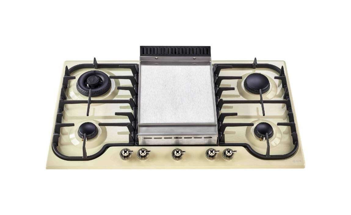 ILVE HCB90FCN Nostalgie Piano cottura incasso cm 90 - inox o colorato - con piastra fry top - bruciatore Dual opzionale