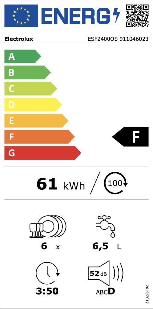 Electrolux ESF2400OS Lavastoviglie a libera installazione cm. 55 h. 44 - 6 coperti - silver