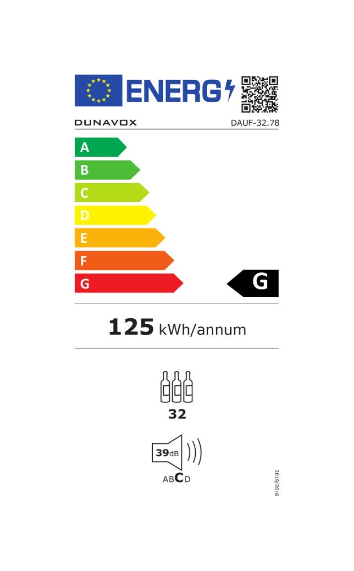 Dunavox UF-32.78DB Flow-32D Cantina vino cm. 38 - 32 bottiglie - vetro nero
