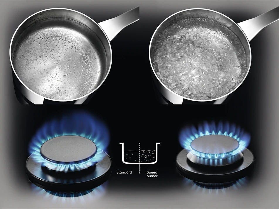 Electrolux KGS6436SX 600 Slim Line Piano cottura a gas 59,5 cm, 4 zone, SpeedBurner e Wok multicorona, inox
