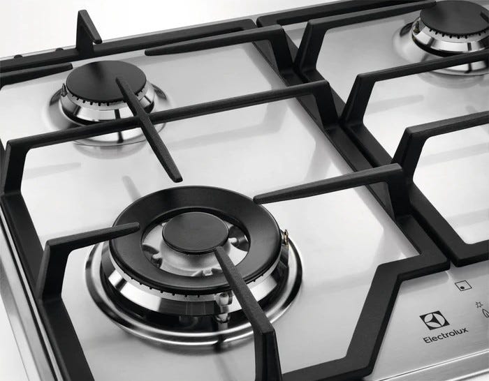 Electrolux KGS6436SX 600 Slim Line Piano cottura a gas 59,5 cm, 4 zone, SpeedBurner e Wok multicorona, inox