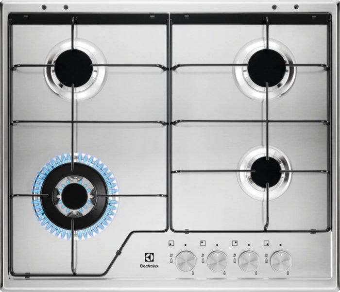 Electrolux KGS6434SX SLIM PROFILE Piano cottura a gas cm. 60 - inox griglie smaltate