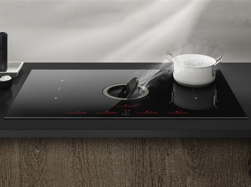 Elica NIKOLATESLA SWITCH BL/A/83 Piano cottura induzione con cappa aspirante integrata cm. 80 - vetroceramica nero