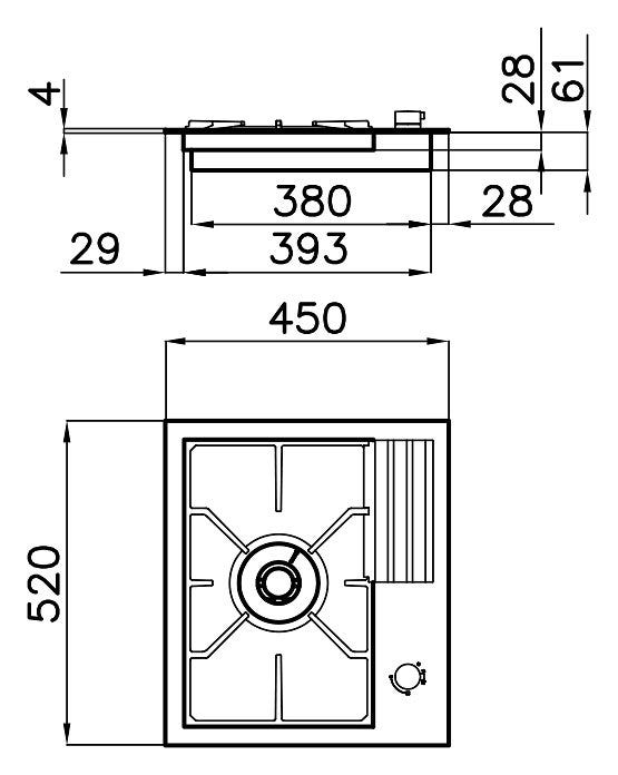 Foster 7278 032 S4000 Domino Piano cottura gas cm 45 - incasso bordo Q4 - acciaio spazzolato