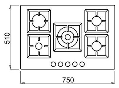 Elleci Plano 75 Plano Piano cottura a gas cm. 75 - metaltek - aluminium