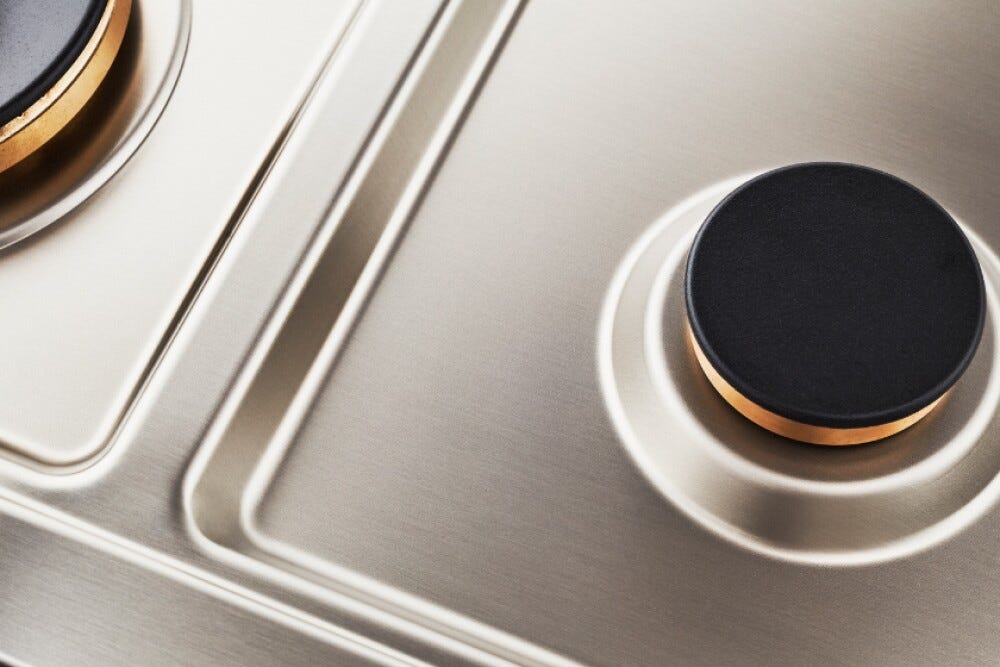 Bertazzoni PM365S0X Professional Piano cottura a gas 90 cm, 5 fuochi, doppio wok laterale 5 kW, griglie in ghisa, inox