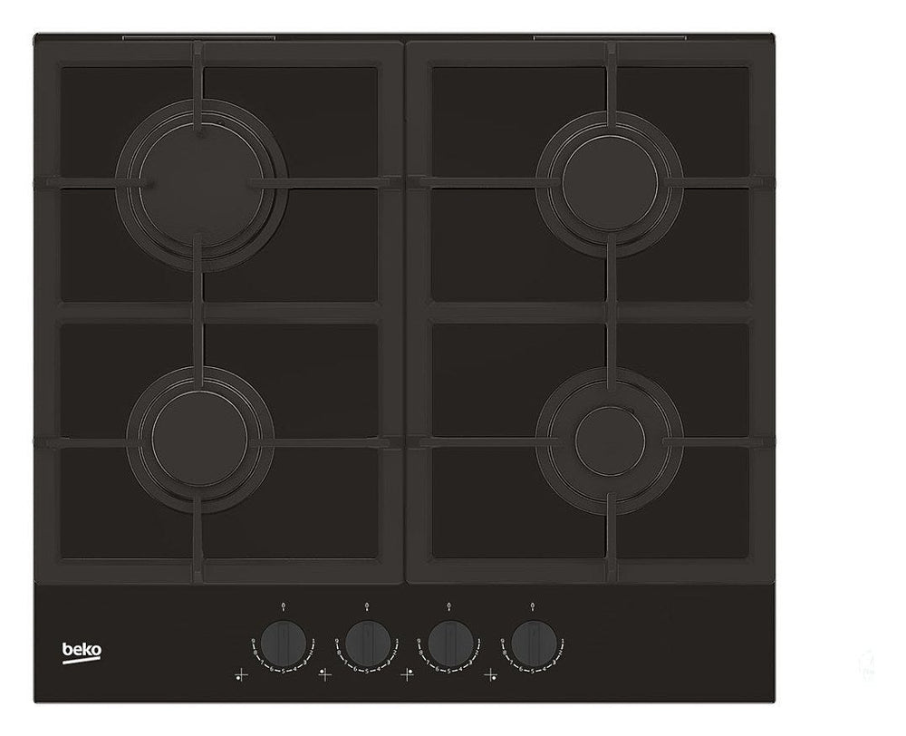 Beko HILG 64325 SDX Blacken Piano cottura a gas 60 cm - vetro nero con manopole dark inox