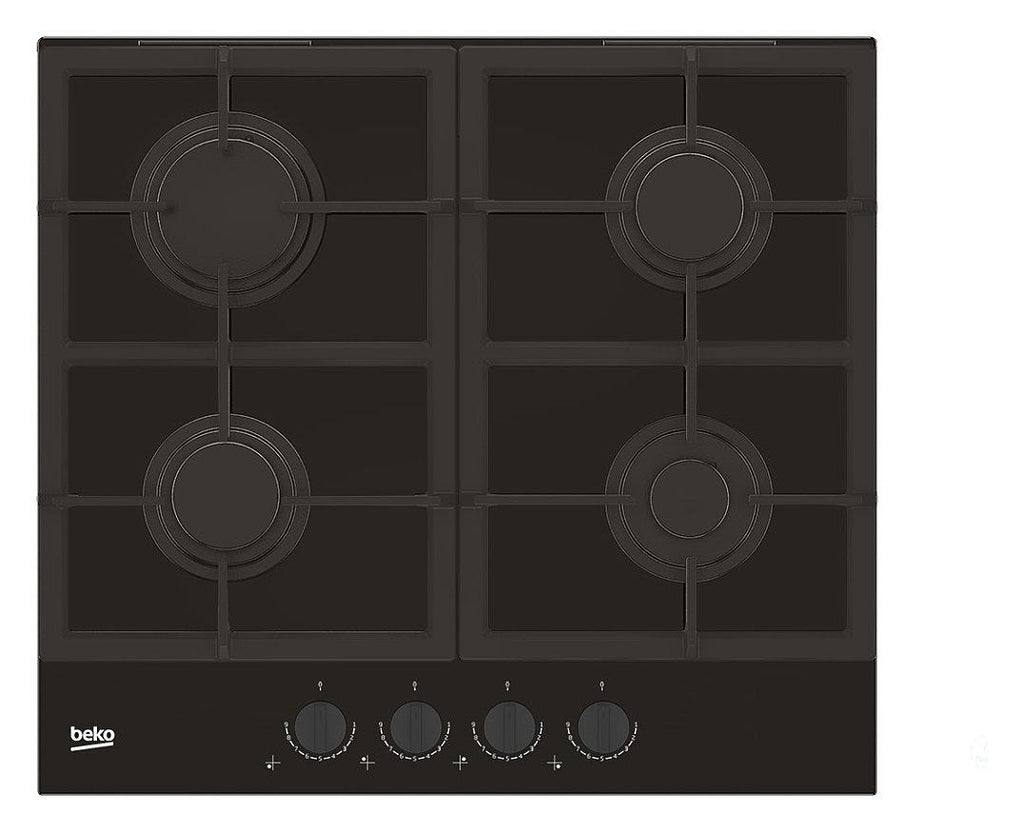 Beko HILG 64325 SDX Blacken Piano cottura a gas 60 cm - vetro nero con manopole dark inox