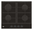 Beko HILG 64325 SDX Blacken Piano cottura a gas 60 cm - vetro nero con manopole dark inox