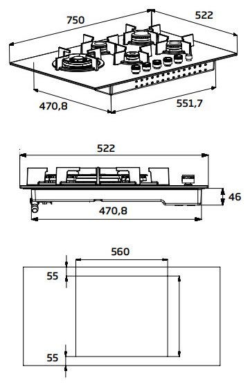Beko HIAL 75325 SX Piano cottura a gas 75 cm - inox