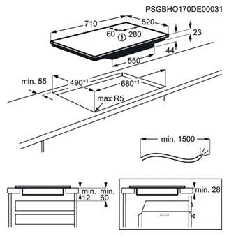 Electrolux EIV734 Piano cottura ad induzione cm. 68 - vetroceramica nero