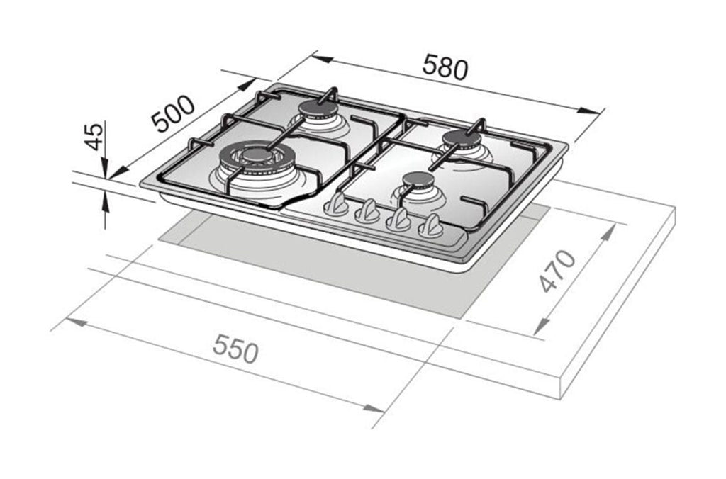 De Longhi ANF46PRO Country Piano cottura a gas cm 60 - antracite