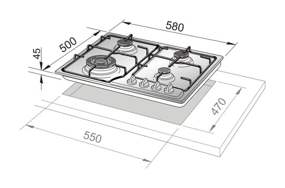 De Longhi ANF46PRO Country Piano cottura a gas cm 60 - antracite