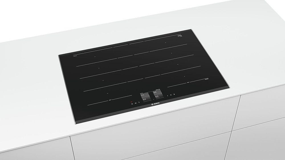 Bosch PXY875KW1E Serie 8 Piano cottura a induzione cm 80 - vetroceramica nero profili laterali inox