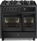 Steel EQ10FF-6 NF Enfasi Cucina da accosto cm. 100 - 2 forni elettrici + piano cottura 6 fuochi - nero fumo