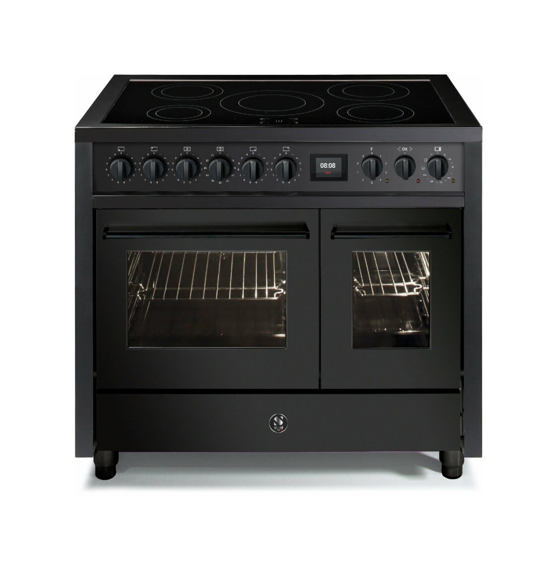 Steel EQ10FF-5FIW NF Enfasi Cucina da accosto cm. 100 - 2 forni elettrici + piano cottura induzione - nero fumo