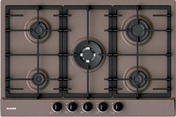 Blanco 1047147 Exclusive 7x5-5 Piano cottura a gas, 5 fuochi, cm 75, silgranit, tartufo