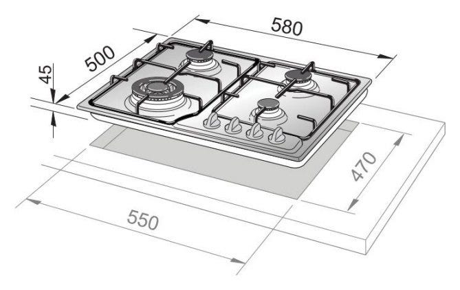 De Longhi FFN46ASV Family Piano cottura a gas cm. 60 - nero