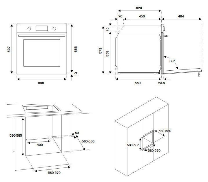 La Germania F605LAGEKX Futura Forno elettrico da incasso cm. 60 - inox