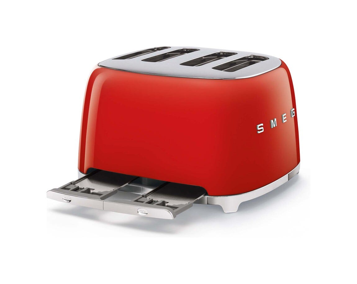 Smeg Selection TSF03RDEU 50's Style Tostapane 4x4 fette - Rosso Lucido
